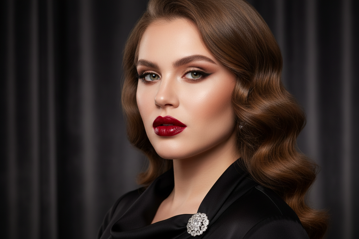 Mujer con sexy labios rojos